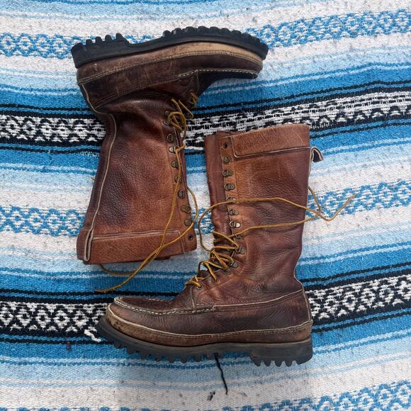 Men’s Vintage W.C Russell Moccasin Sheep Hunter Leather Quilted Lined Boots 10.5 main image 4